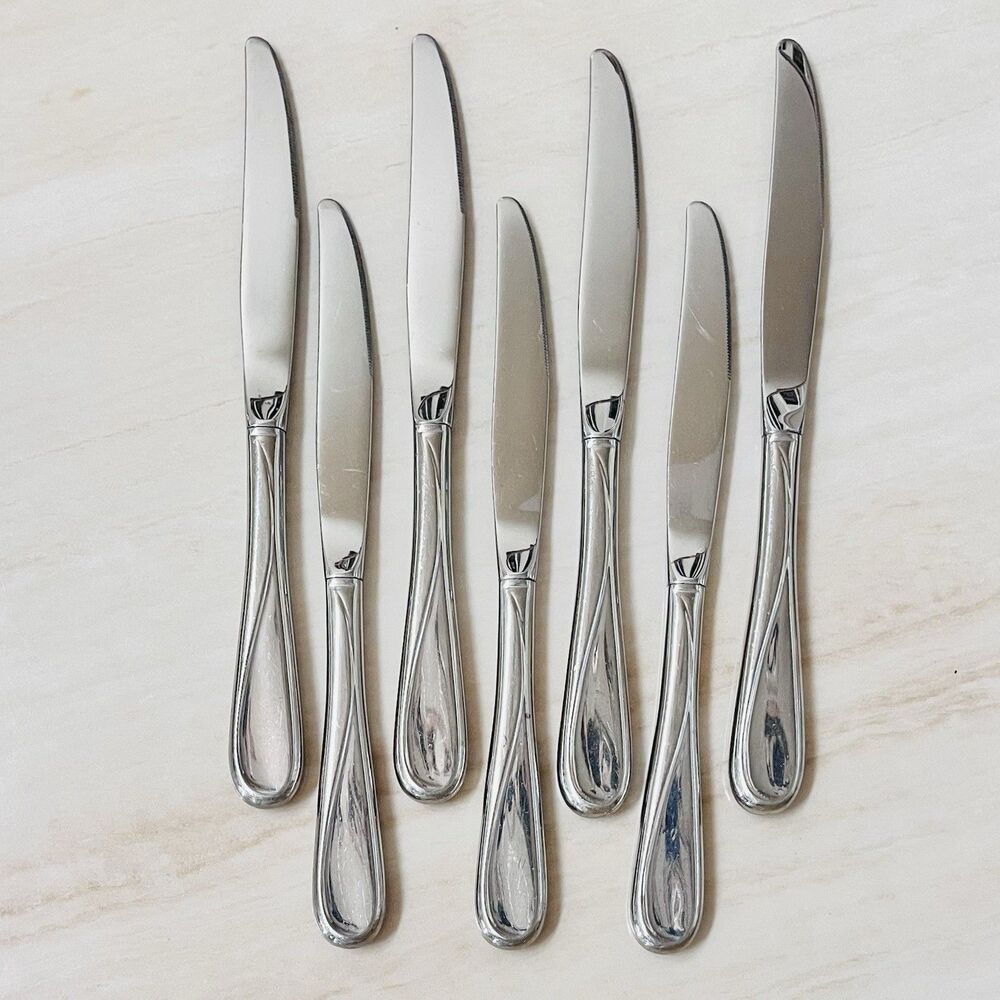7pc ONEIDA Flight-Reliance Stainless Dinner Knife 9” Glossy Flatware Made in USA